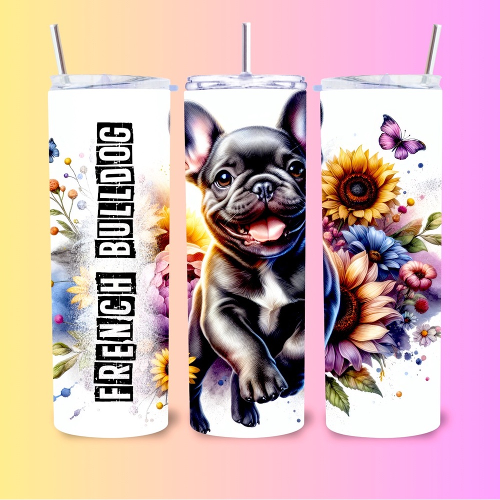 French Bulldog Floral Tumbler